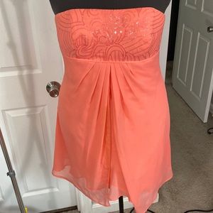 David’s Bridal Coral Dress with Sequins